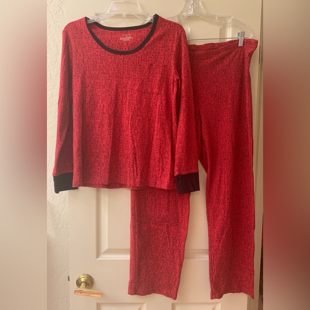 Sleep Sense Red & Black Cat Pajama Set